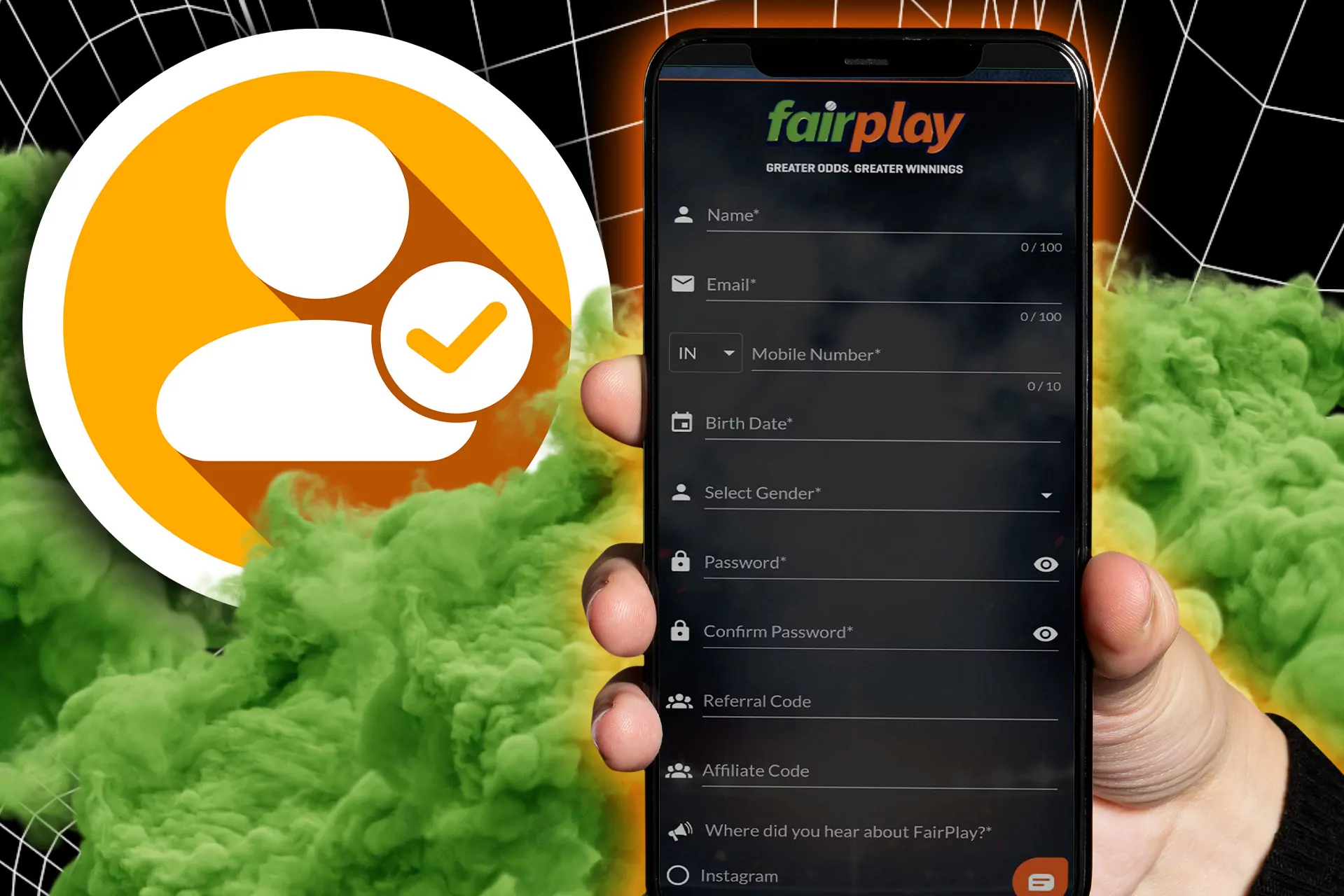 You can sign up for Fairplay via your mobile phone.