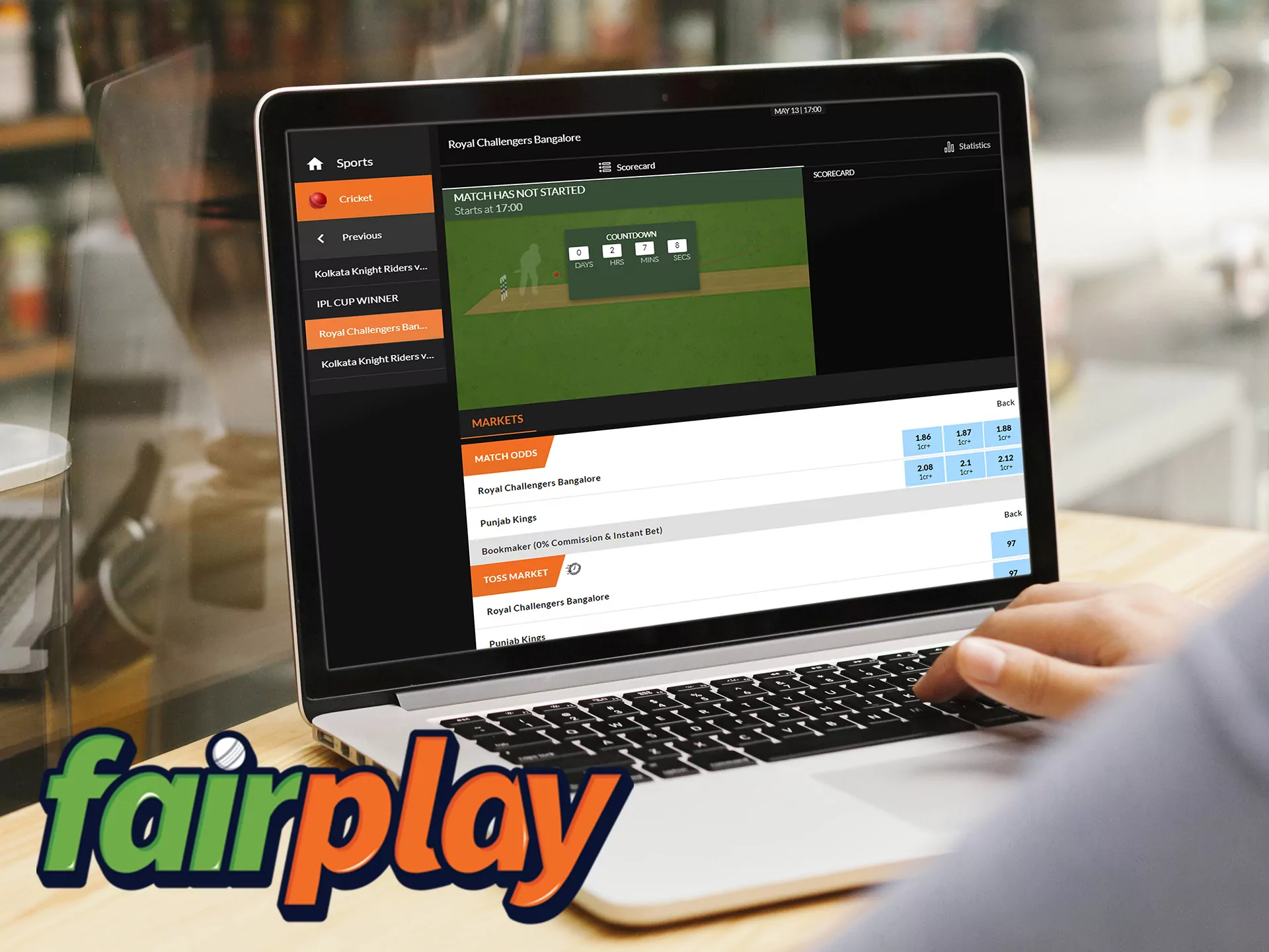 Sign in for your Fairplay account and place a bet.