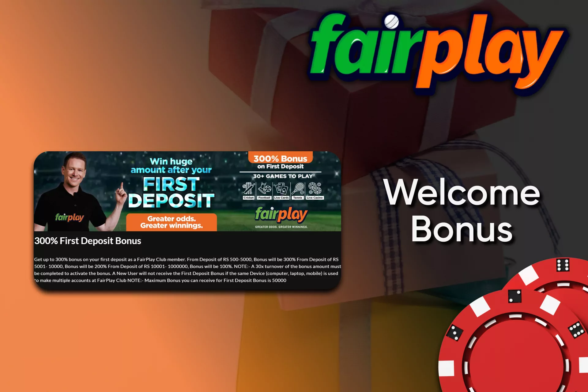 New users can count on a welcome bonus from Fairplay.