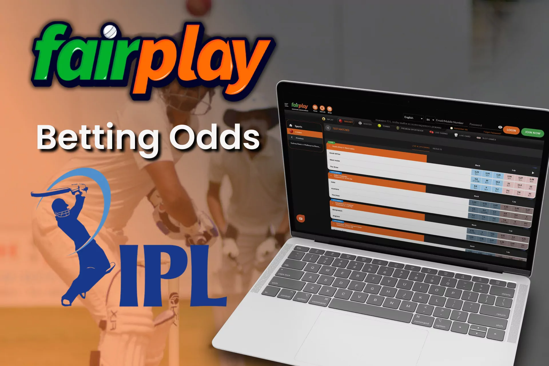 Choose a match and bet on cricket with Fairplay.